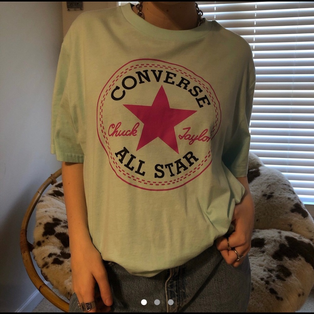 Cutest light blue teal aqua converse tee shirt